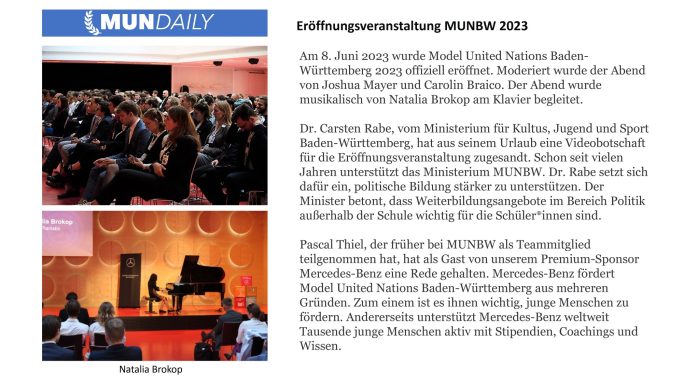 Model United Nations Eröffnungsfeier